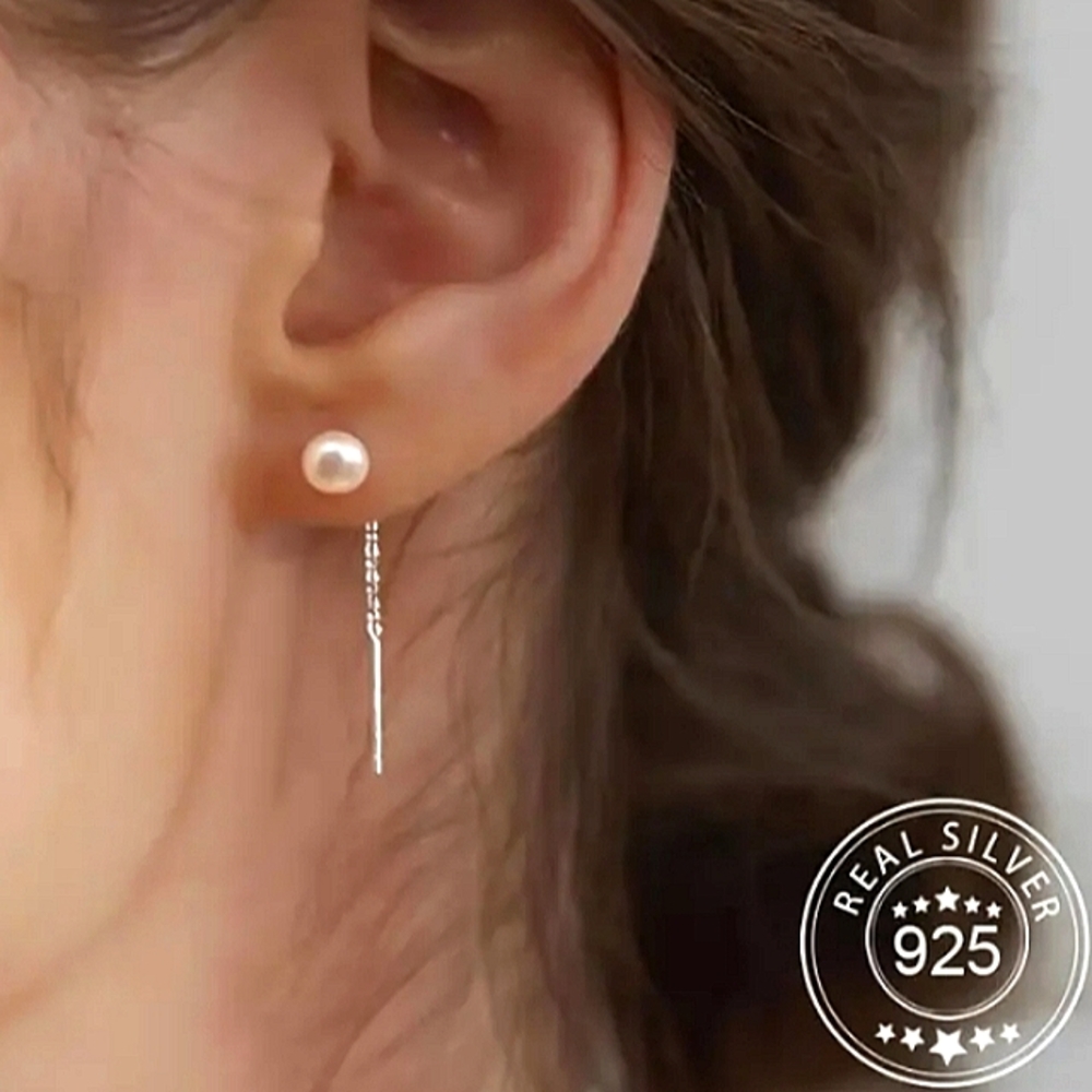 S925 Freshwater Pearl Zero Stud Earrings